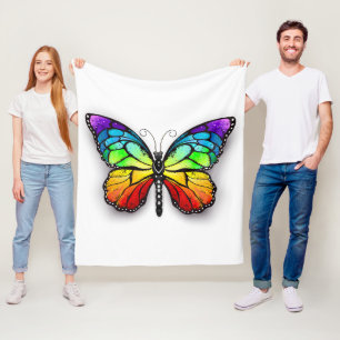 Rainbow butterfly Monarch Fleece Blanket