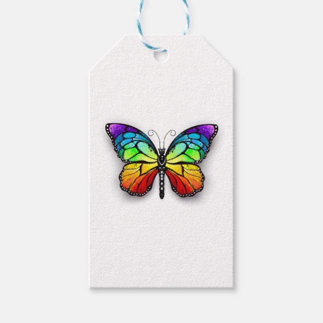 Rainbow butterfly Monarch Gift Tags (Front)
