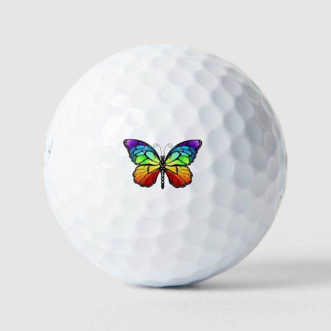 Rainbow butterfly Monarch Golf Balls (Front)