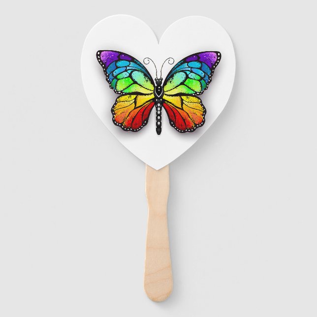 Rainbow butterfly Monarch Hand Fan (Front)