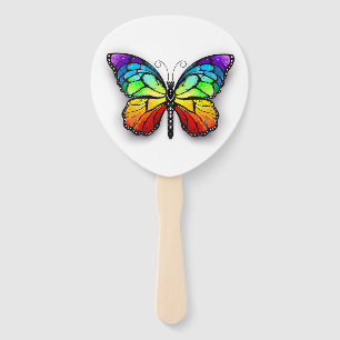 Rainbow butterfly Monarch Hand Fan