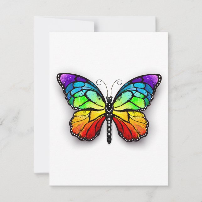 Rainbow butterfly Monarch Holiday Card (Front)