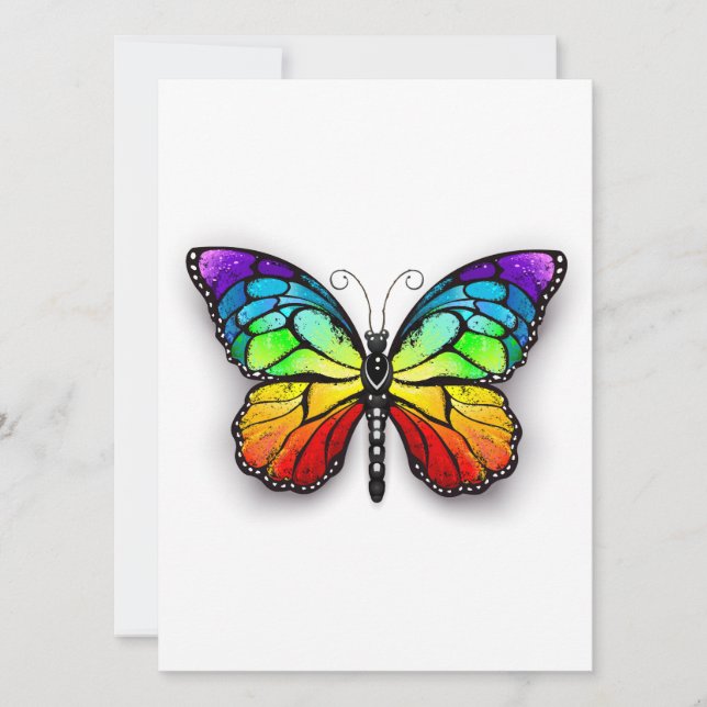 Rainbow butterfly Monarch Invitation (Front)