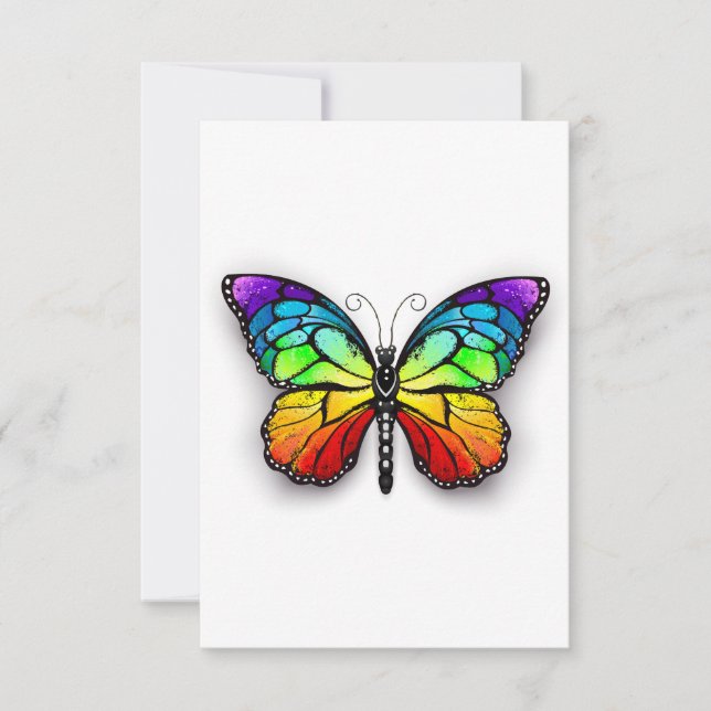 Rainbow butterfly Monarch Invitation (Front)