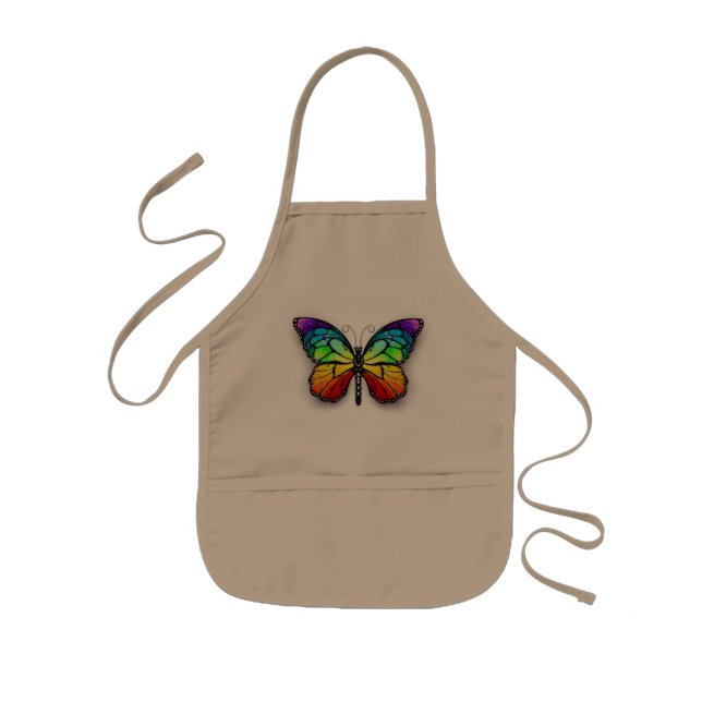 Rainbow butterfly Monarch Kids Apron (Front)