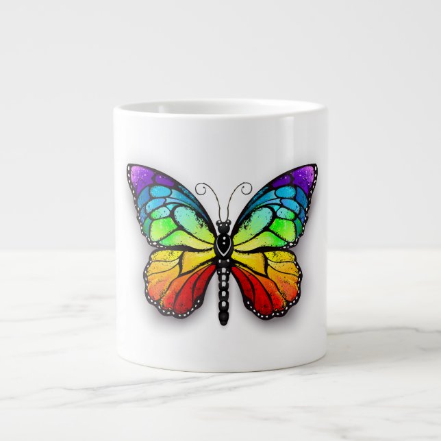 Rainbow butterfly Monarch Large Coffee Mug (Front)