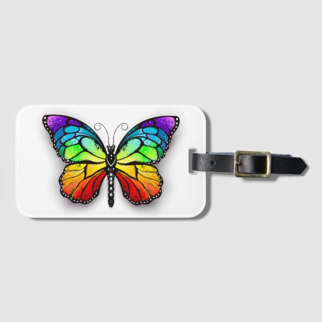 Rainbow butterfly Monarch Luggage Tag (Front Horizontal)