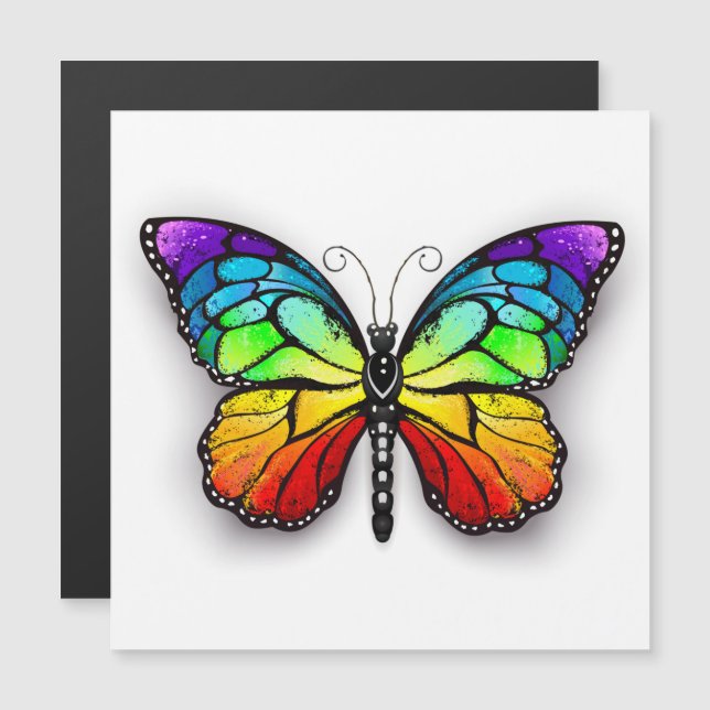 Rainbow butterfly Monarch Magnetic Invitation (Front/Back)