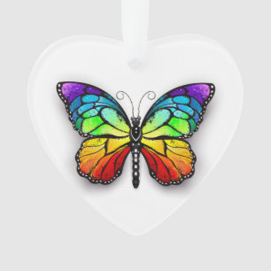 Rainbow butterfly Monarch Ornament