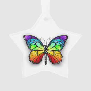 Rainbow butterfly Monarch Ornament
