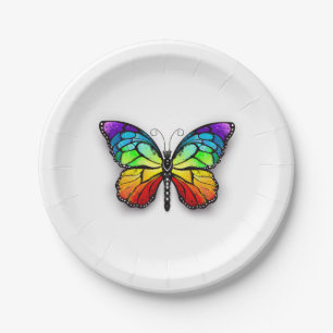 Rainbow butterfly Monarch Paper Plate