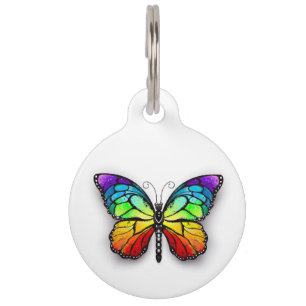 Rainbow butterfly Monarch Pet Tag