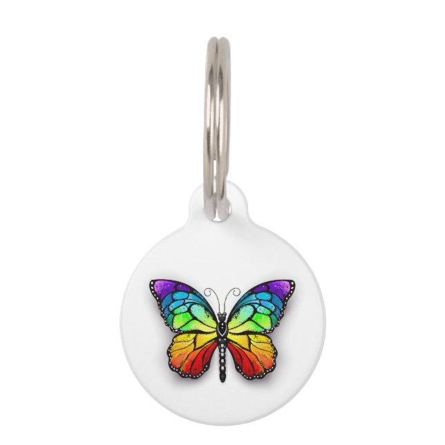 Rainbow butterfly Monarch Pet Tag (Front)