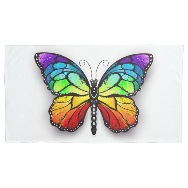 Rainbow butterfly Monarch Pillowcase (Front)