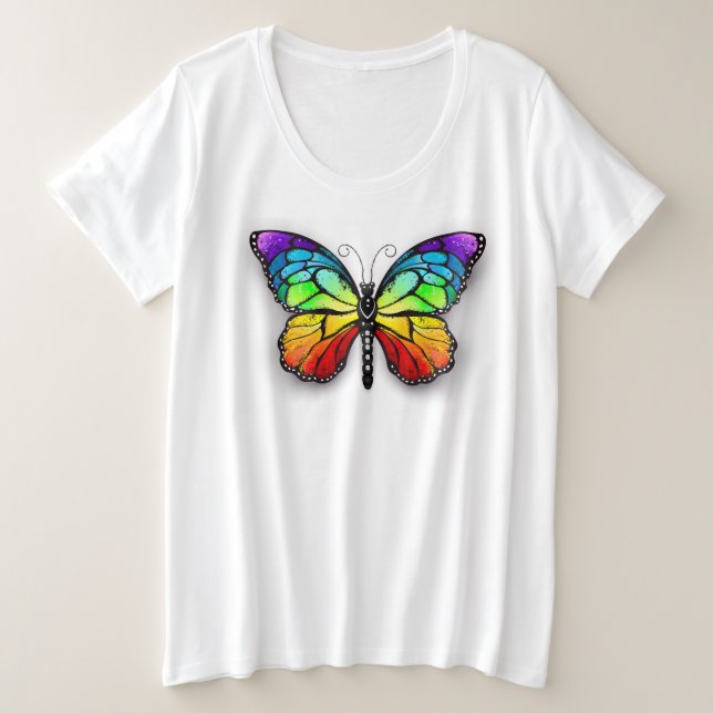 Rainbow butterfly Monarch Plus Size T-Shirt (Design Front)