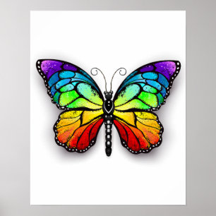Rainbow butterfly Monarch Poster