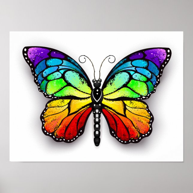 Rainbow butterfly Monarch Poster (Front)