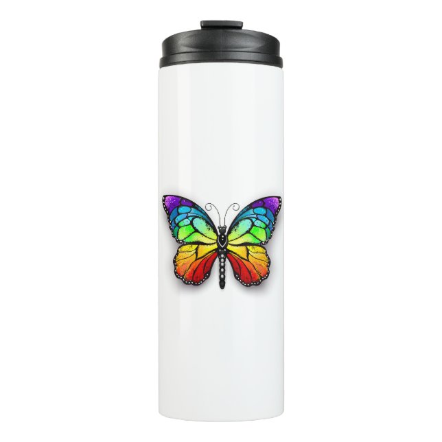 Rainbow butterfly Monarch Thermal Tumbler (Front)