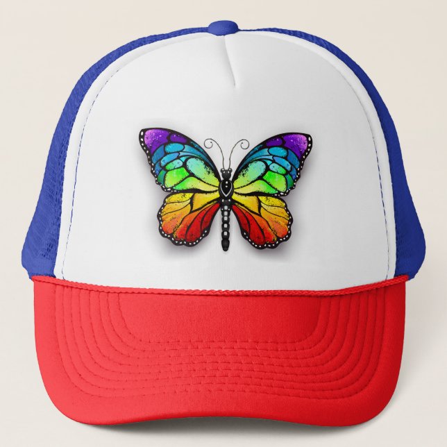 Rainbow butterfly Monarch Trucker Hat (Front)