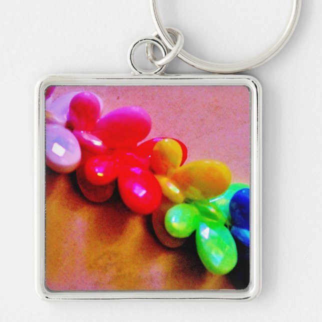 Rainbow Butterfly Necklace Key Ring (Front)