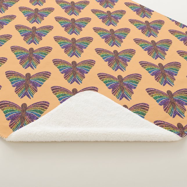 Rainbow Butterfly (orange) - Sherpa Blanket (3/4)