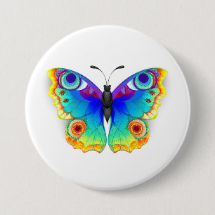 Rainbow Butterfly Peacock Eye 7.5 Cm Round Badge
