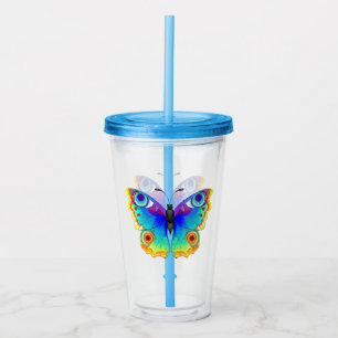Rainbow Butterfly Peacock Eye Acrylic Tumbler
