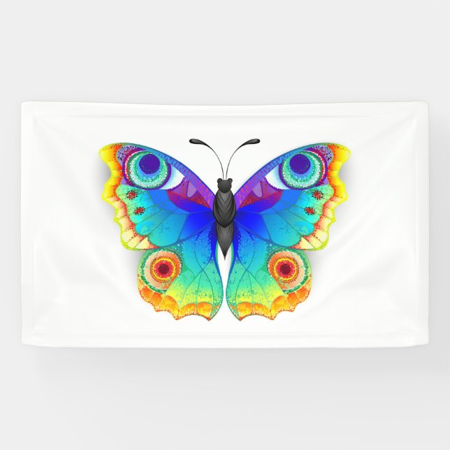 Rainbow Butterfly Peacock Eye Banner (Horizontal)
