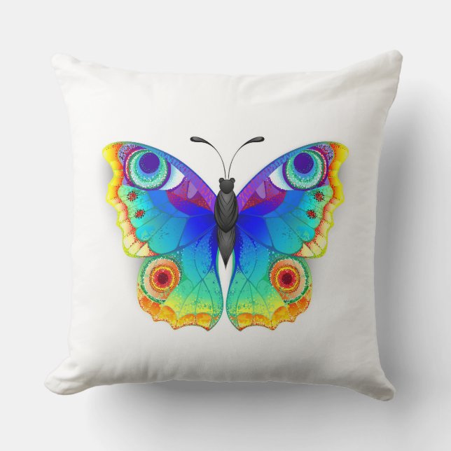 Rainbow Butterfly Peacock Eye Cushion (Front)