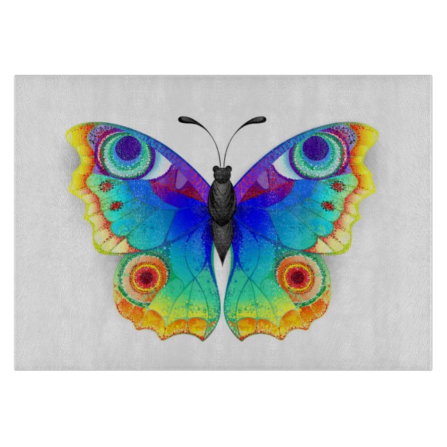 Rainbow Butterfly Peacock Eye Cutting Board (Front)