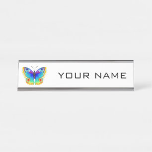 Rainbow Butterfly Peacock Eye Desk Name Plate