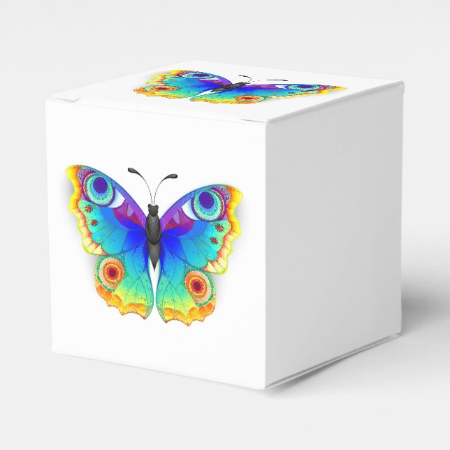 Rainbow Butterfly Peacock Eye Favour Box (Front Side)