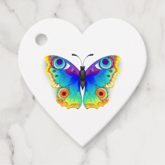 Rainbow Butterfly Peacock Eye Favour Tags (Front)