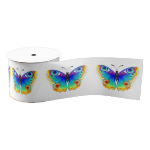 Rainbow Butterfly Peacock Eye Grosgrain Ribbon