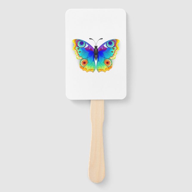 Rainbow Butterfly Peacock Eye Hand Fan (Front)