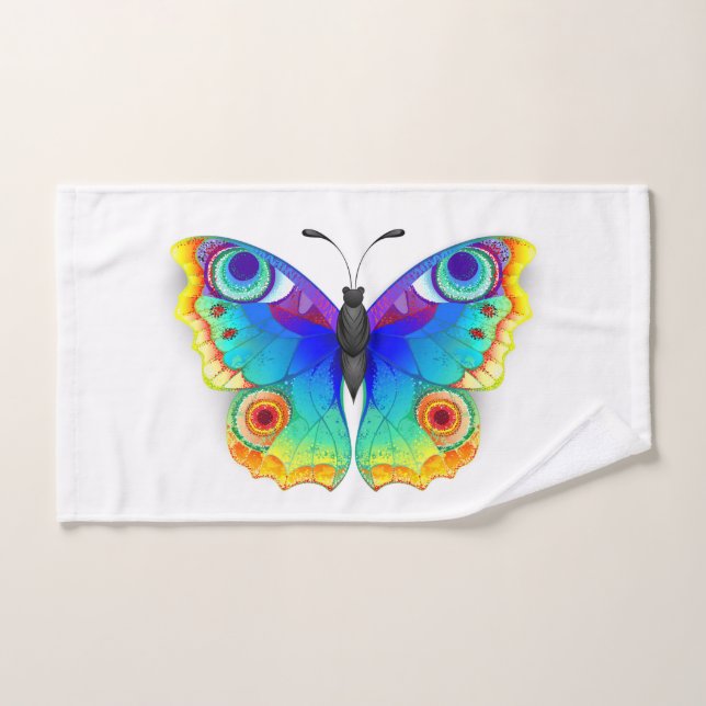 Rainbow Butterfly Peacock Eye Hand Towel (Hand Towel)