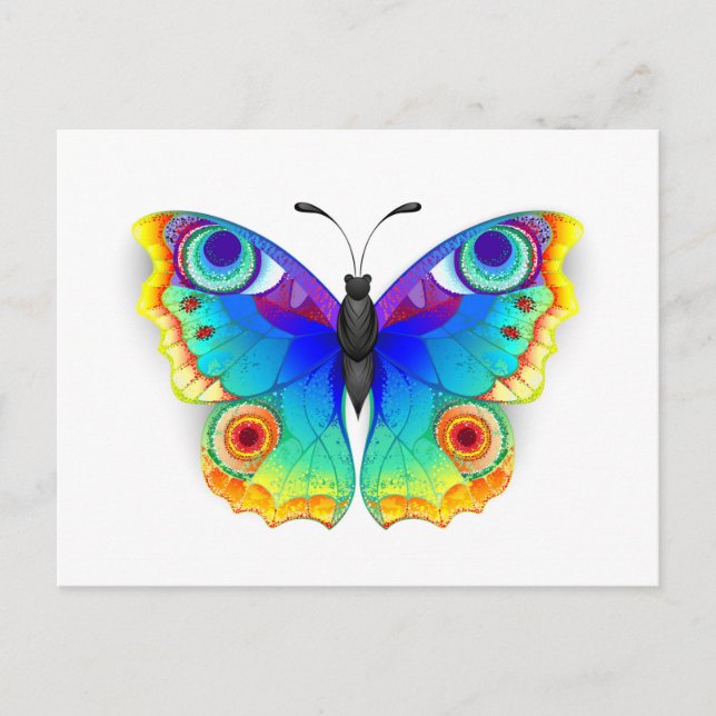 Rainbow Butterfly Peacock Eye Holiday Postcard (Front)