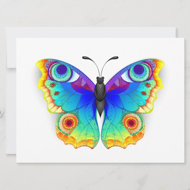 Rainbow Butterfly Peacock Eye Invitation (Front)