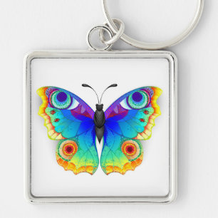 Rainbow Butterfly Peacock Eye Key Ring