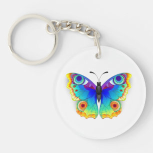 Rainbow Butterfly Peacock Eye Key Ring