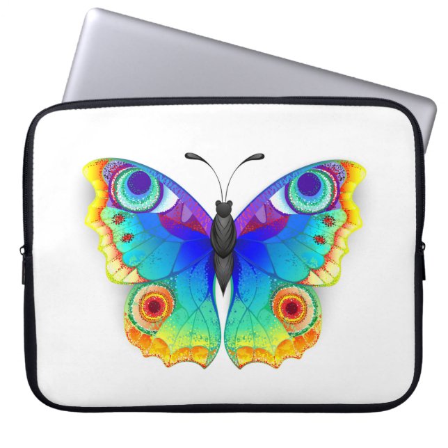 Rainbow Butterfly Peacock Eye Laptop Sleeve (Front)