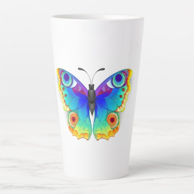 Rainbow Butterfly Peacock Eye Latte Mug (Front)