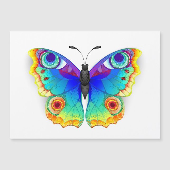 Rainbow Butterfly Peacock Eye Magnetic Invitation (Front)