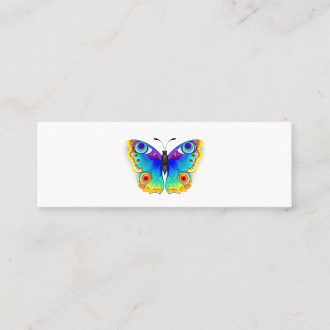 Rainbow Butterfly Peacock Eye Mini Business Card (Front)