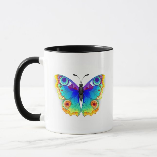 Rainbow Butterfly Peacock Eye Mug (Left)