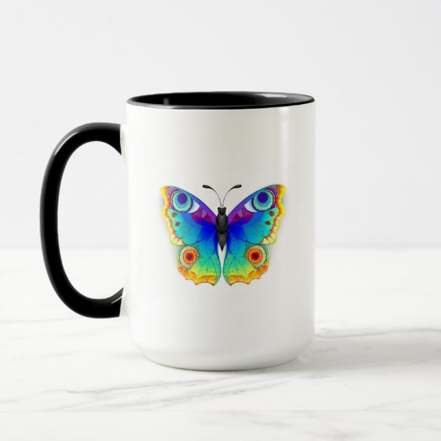 Rainbow Butterfly Peacock Eye Mug (Left)
