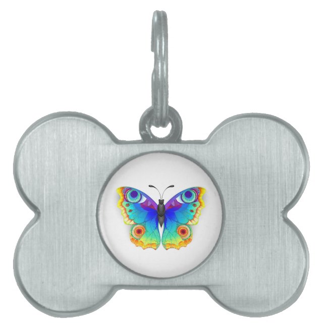 Rainbow Butterfly Peacock Eye Pet ID Tag (Front)