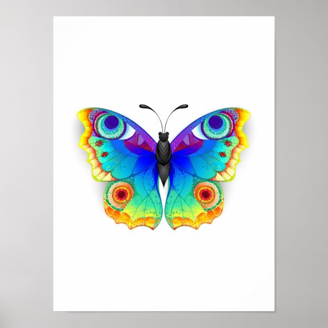 Rainbow Butterfly Peacock Eye Poster (Front)