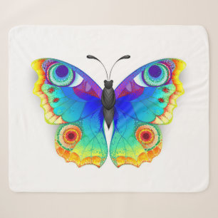 Rainbow Butterfly Peacock Eye Sherpa Blanket