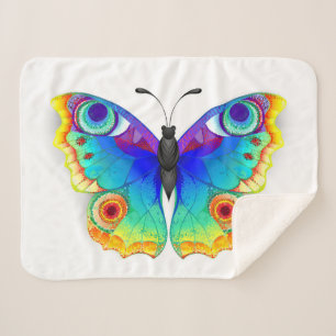 Rainbow Butterfly Peacock Eye Sherpa Blanket